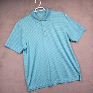 PGA Tour Golf Polo Shirt Mens XL Blue Striped Moisture Wick‎ Sports Performance